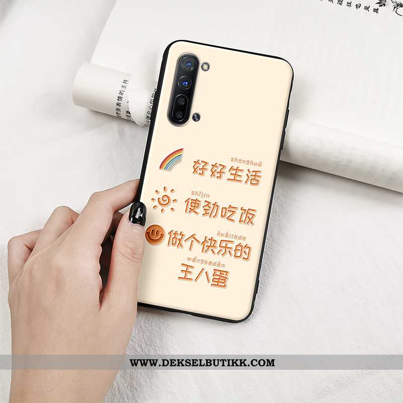 Etui Oppo Reno 3 Myke Relieff Vakker Beskyttelse Beige, Deksel Oppo Reno 3 Silikon Tilbud