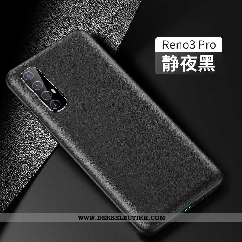 Etui Oppo Reno 3 Pro Tynne Svart Skinn Deksel, Oppo Reno 3 Pro Beskyttelse Billig