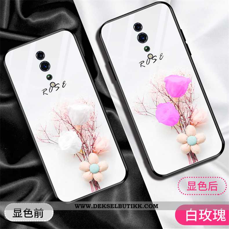 Etui Oppo Reno Z Hengende Nakke Glass Blomster Hvit Hvitt, Deksel Oppo Reno Z Trend Til Salgs