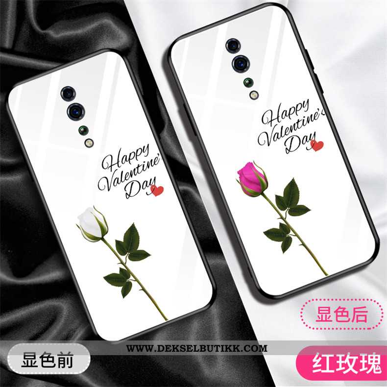 Etui Oppo Reno Z Hengende Nakke Glass Blomster Hvit Hvitt, Deksel Oppo Reno Z Trend Til Salgs