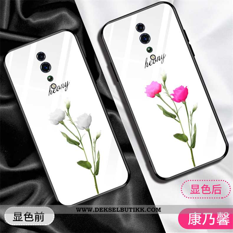 Etui Oppo Reno Z Hengende Nakke Glass Blomster Hvit Hvitt, Deksel Oppo Reno Z Trend Til Salgs