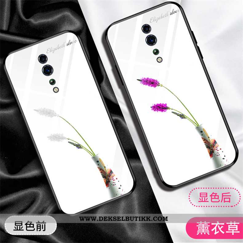 Etui Oppo Reno Z Hengende Nakke Glass Blomster Hvit Hvitt, Deksel Oppo Reno Z Trend Til Salgs