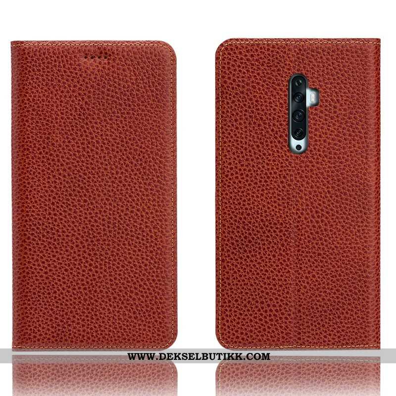 Etui Oppo Reno2 Z Skinn Deksel Litchi Anti-fall Brun, Oppo Reno2 Z Beskyttelse Butikk