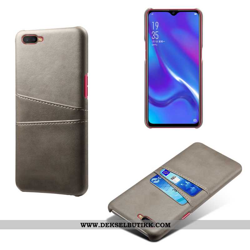 Etui Oppo Rx17 Neo Skinn Lær Kort Anti-fall Grå, Deksel Oppo Rx17 Neo Beskyttelse Salg