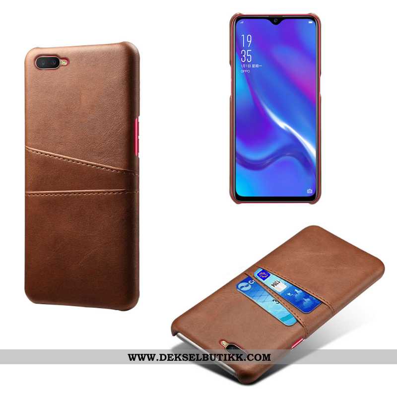 Etui Oppo Rx17 Neo Skinn Lær Kort Anti-fall Grå, Deksel Oppo Rx17 Neo Beskyttelse Salg