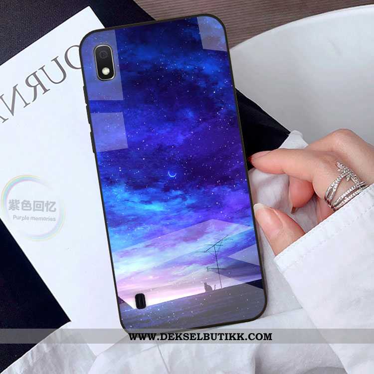 Etui Samsung Galaxy A10 Cartoon Stjernehimmel Svart Stjernene, Deksel Samsung Galaxy A10 Beskyttelse