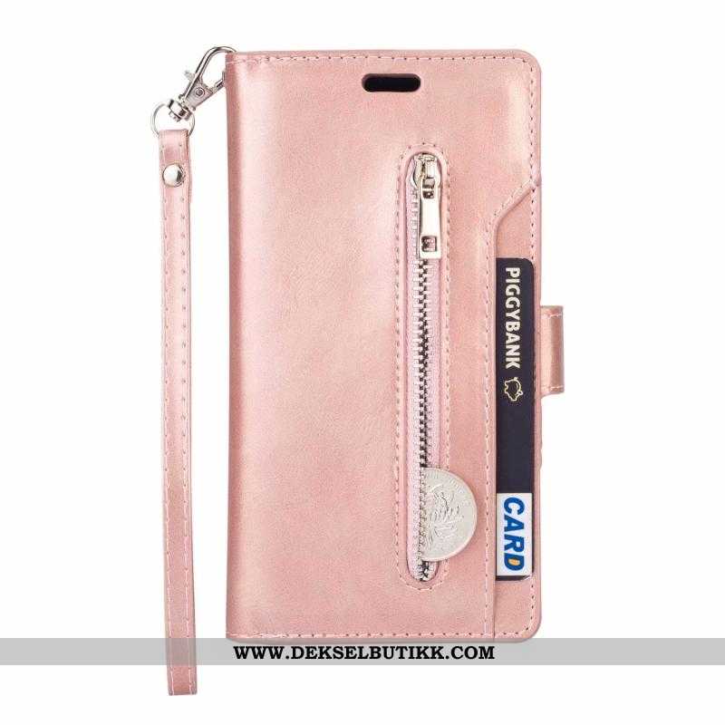 Etui Samsung Galaxy A10 Glidelås Rosa Folio Anti-fall, Deksel Samsung Galaxy A10 Skinndeksel På Nett