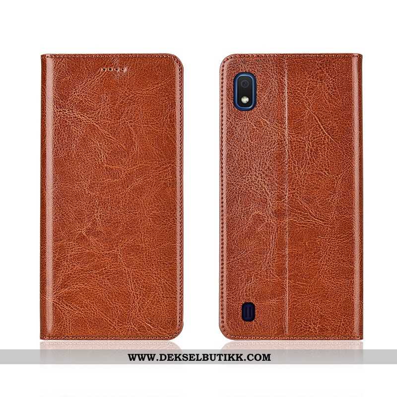 Etui Samsung Galaxy A10 Mønster Skinn Clamshell Mobiltelefon Brun, Deksel Samsung Galaxy A10 Myke Ra