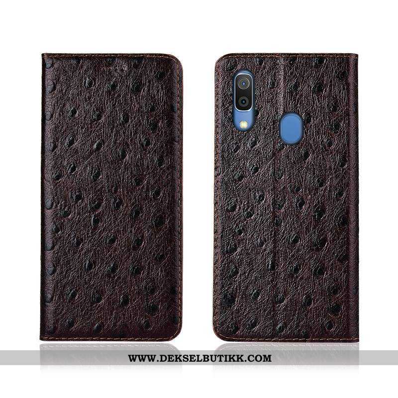 Etui Samsung Galaxy A20e Beskyttelse Clamshell Brun, Deksel Samsung Galaxy A20e Skinn Tilbud