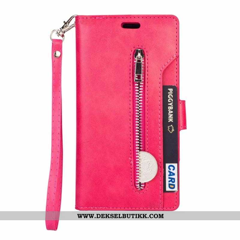 Etui Samsung Galaxy A20e Glidelås Folio Rosa Alt Inkludert, Deksel Samsung Galaxy A20e Skinndeksel B