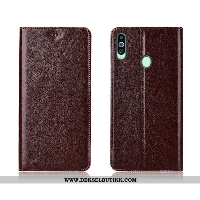 Etui Samsung Galaxy A20s Nubuck Mønster Myke Deksel Brun, Samsung Galaxy A20s Skinn Tilbud