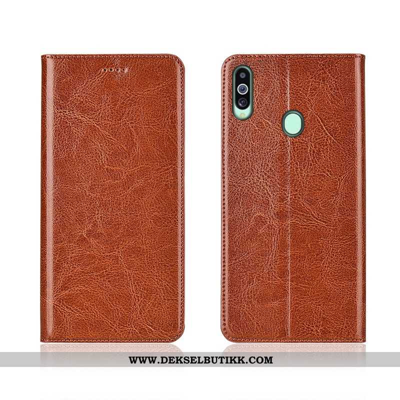 Etui Samsung Galaxy A20s Nubuck Mønster Myke Deksel Brun, Samsung Galaxy A20s Skinn Tilbud