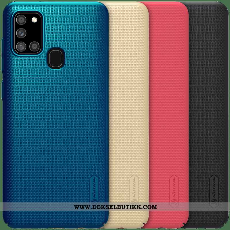 Etui Samsung Galaxy A21s Beskyttelse Gull Blå, Deksel Samsung Galaxy A21s Nubuck Tilbud