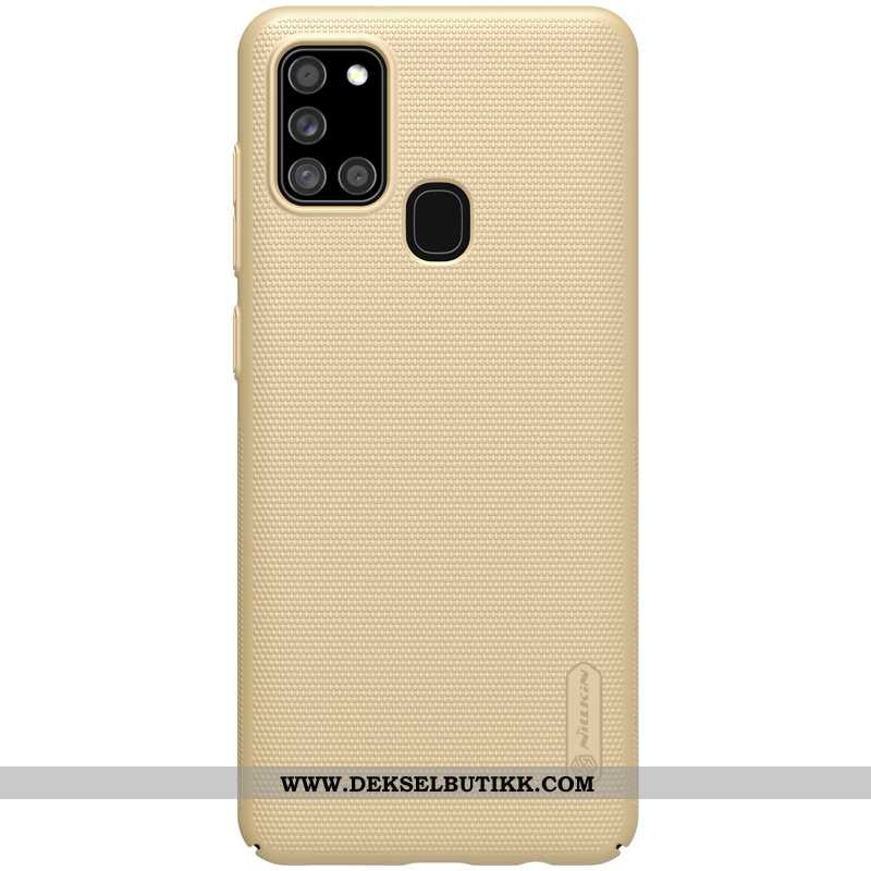 Etui Samsung Galaxy A21s Beskyttelse Gull Blå, Deksel Samsung Galaxy A21s Nubuck Tilbud