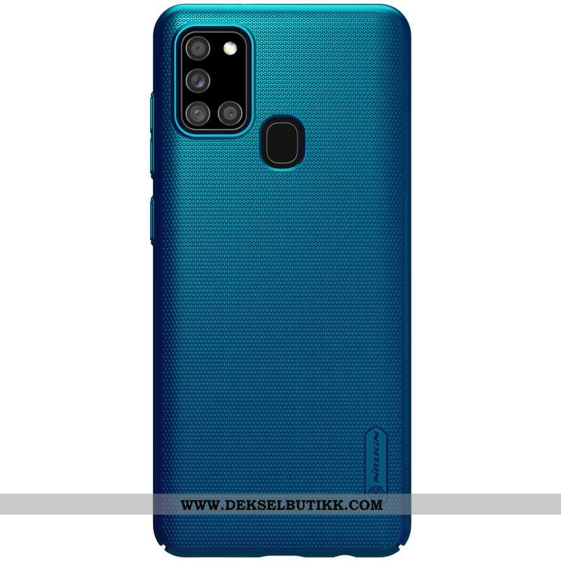 Etui Samsung Galaxy A21s Beskyttelse Gull Blå, Deksel Samsung Galaxy A21s Nubuck Tilbud