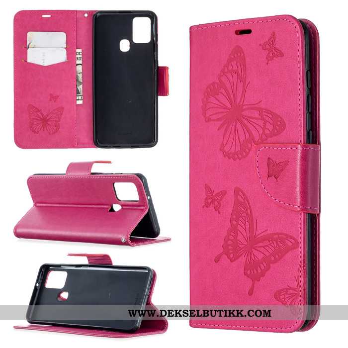 Etui Samsung Galaxy A21s Skinndeksel Butterfly Mobiltelefon Clamshell Lilla, Deksel Samsung Galaxy A