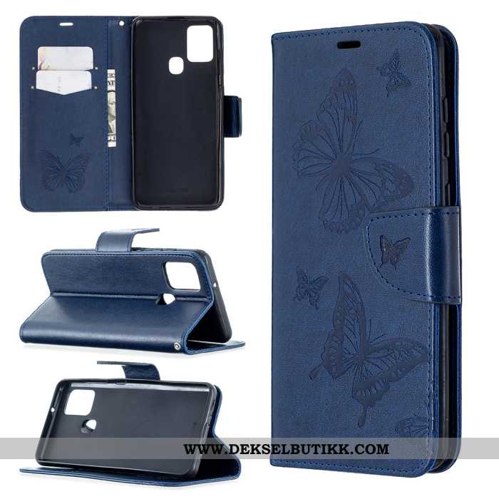 Etui Samsung Galaxy A21s Skinndeksel Butterfly Mobiltelefon Clamshell Lilla, Deksel Samsung Galaxy A