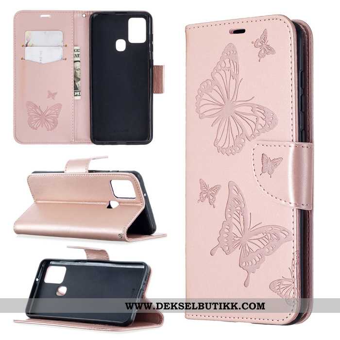 Etui Samsung Galaxy A21s Skinndeksel Butterfly Mobiltelefon Clamshell Lilla, Deksel Samsung Galaxy A