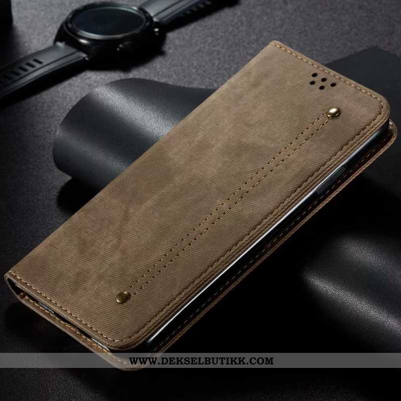 Etui Samsung Galaxy A21s Skinndeksel Nye Folio Khaki, Deksel Samsung Galaxy A21s Beskyttelse Salg