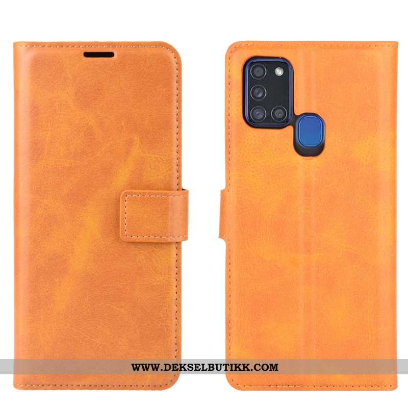 Etui Samsung Galaxy A21s Skinndeksel Spenne Cow Rød, Deksel Samsung Galaxy A21s Hengende Ornamenter 