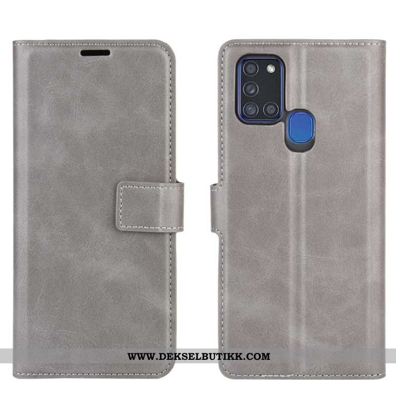 Etui Samsung Galaxy A21s Skinndeksel Spenne Cow Rød, Deksel Samsung Galaxy A21s Hengende Ornamenter 