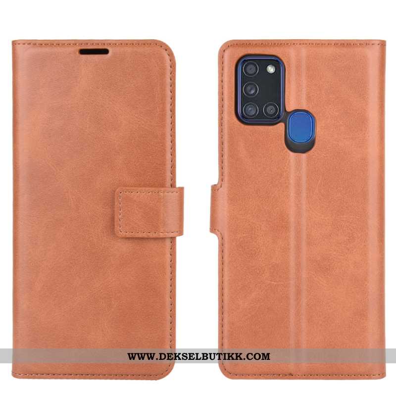 Etui Samsung Galaxy A21s Skinndeksel Spenne Cow Rød, Deksel Samsung Galaxy A21s Hengende Ornamenter 