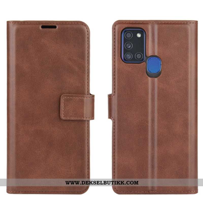 Etui Samsung Galaxy A21s Skinndeksel Spenne Cow Rød, Deksel Samsung Galaxy A21s Hengende Ornamenter 