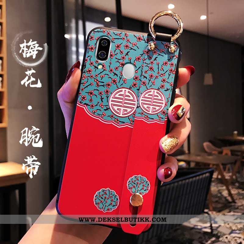 Etui Samsung Galaxy A40 Beskyttelse Silikon Myke Net Red Rød, Deksel Samsung Galaxy A40 Original Bil