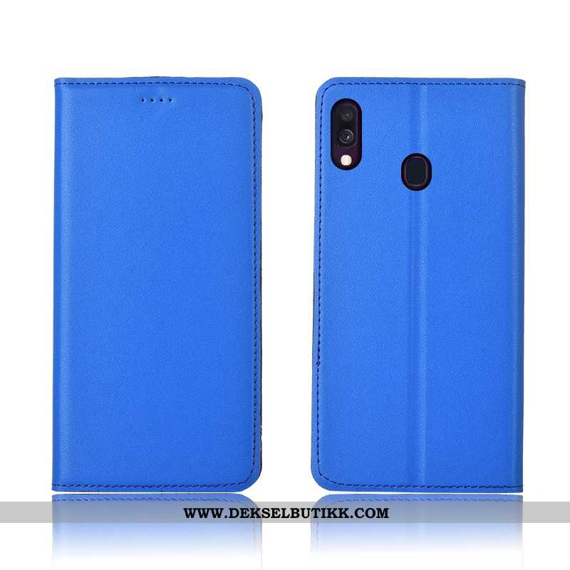 Etui Samsung Galaxy A40 Myke Alt Inkludert Nubuck Skinn Blå, Deksel Samsung Galaxy A40 Silikon Billi