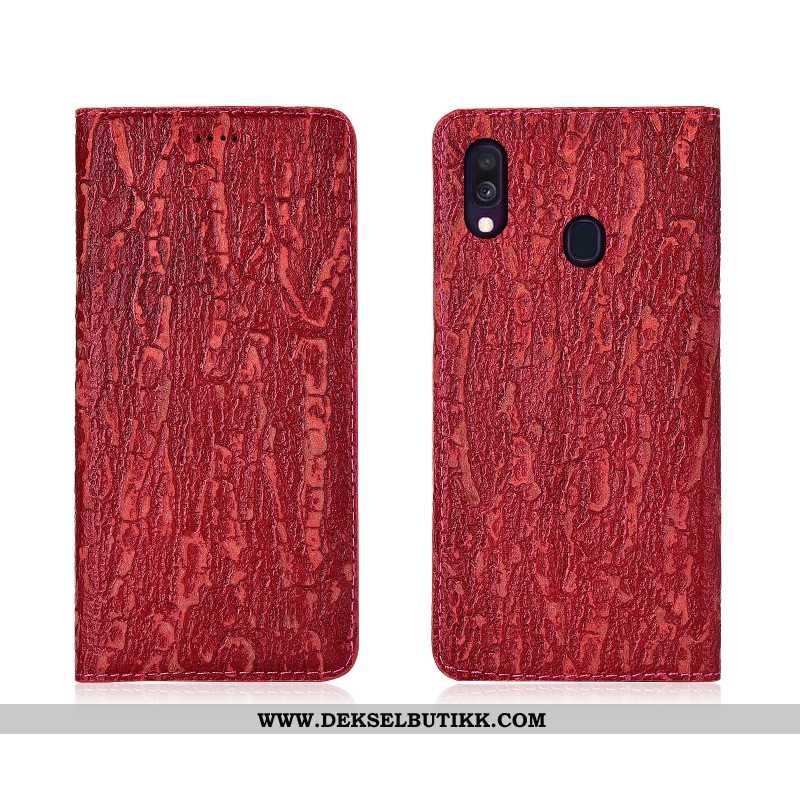 Etui Samsung Galaxy A40 Skinndeksel Nye Clamshell Myke Rød, Deksel Samsung Galaxy A40 Nubuck Til Sal