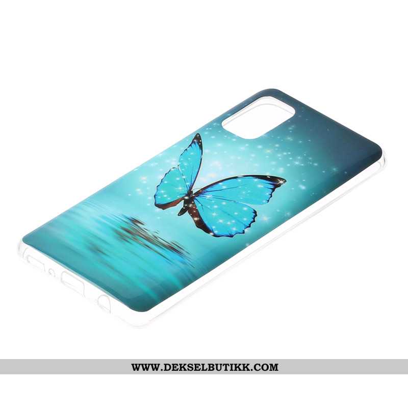 Etui Samsung Galaxy A41 Cartoon Stjernene Lysende, Deksel Samsung Galaxy A41 Blå Billige