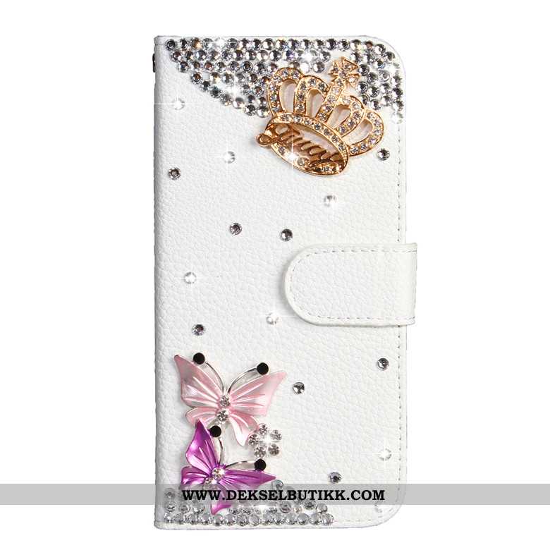 Etui Samsung Galaxy A50s Med Strass Deksel Sommerfugl Blomster Mobiltelefon Hvitt, Samsung Galaxy A5