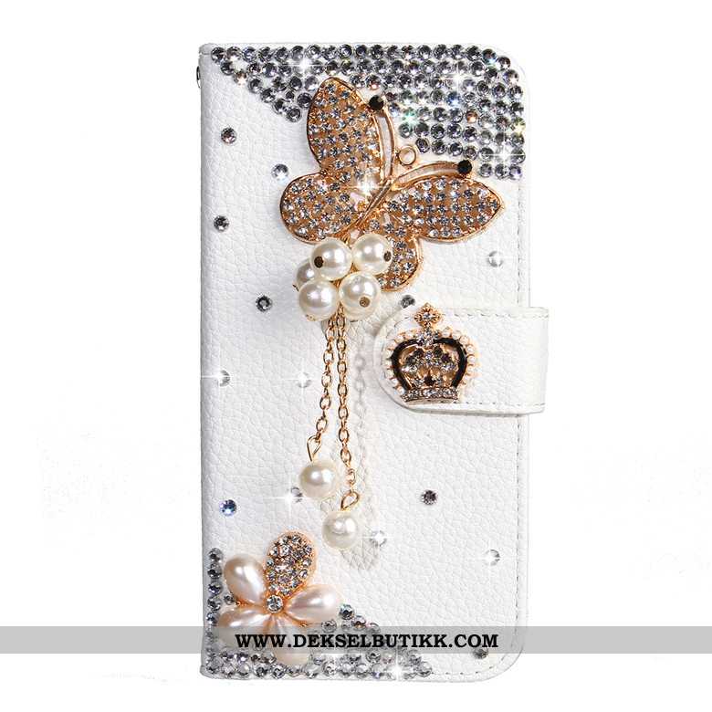 Etui Samsung Galaxy A50s Med Strass Deksel Sommerfugl Blomster Mobiltelefon Hvitt, Samsung Galaxy A5