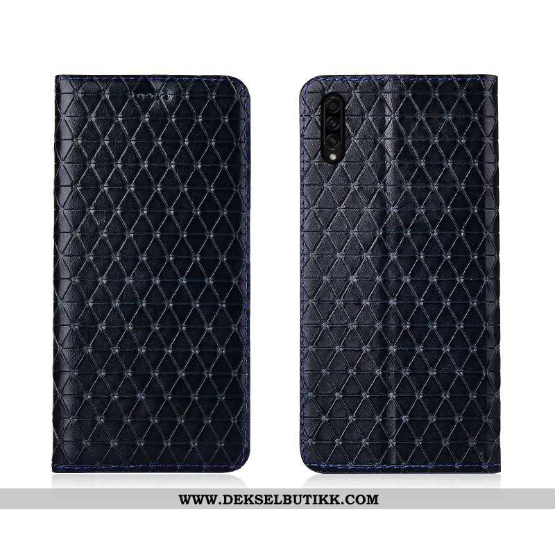 Etui Samsung Galaxy A50s Skinndeksel Skinn Rutete Trend Brun, Deksel Samsung Galaxy A50s Nubuck Til 