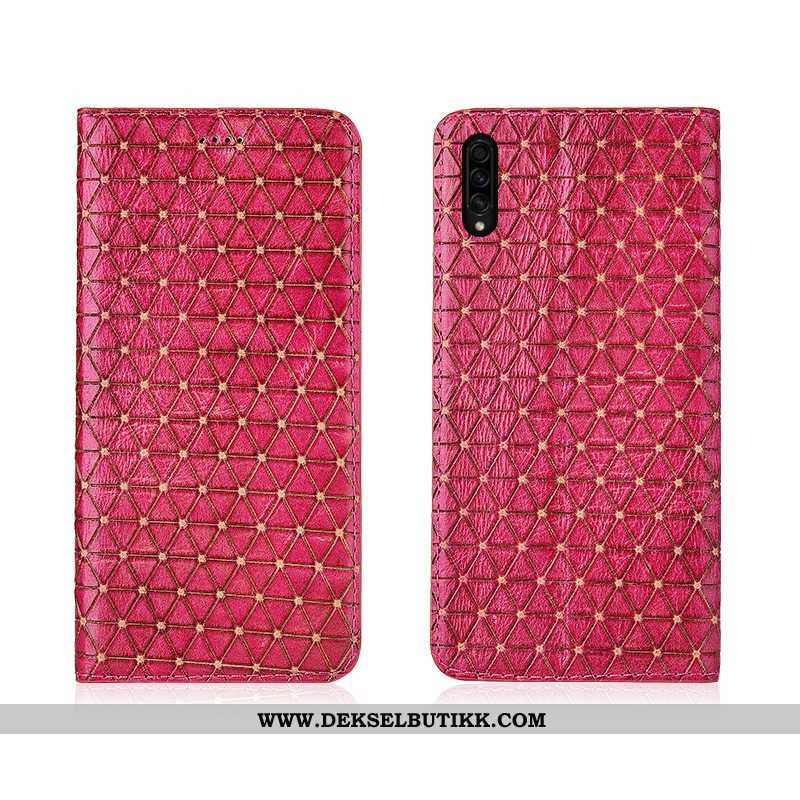 Etui Samsung Galaxy A50s Skinndeksel Skinn Rutete Trend Brun, Deksel Samsung Galaxy A50s Nubuck Til 