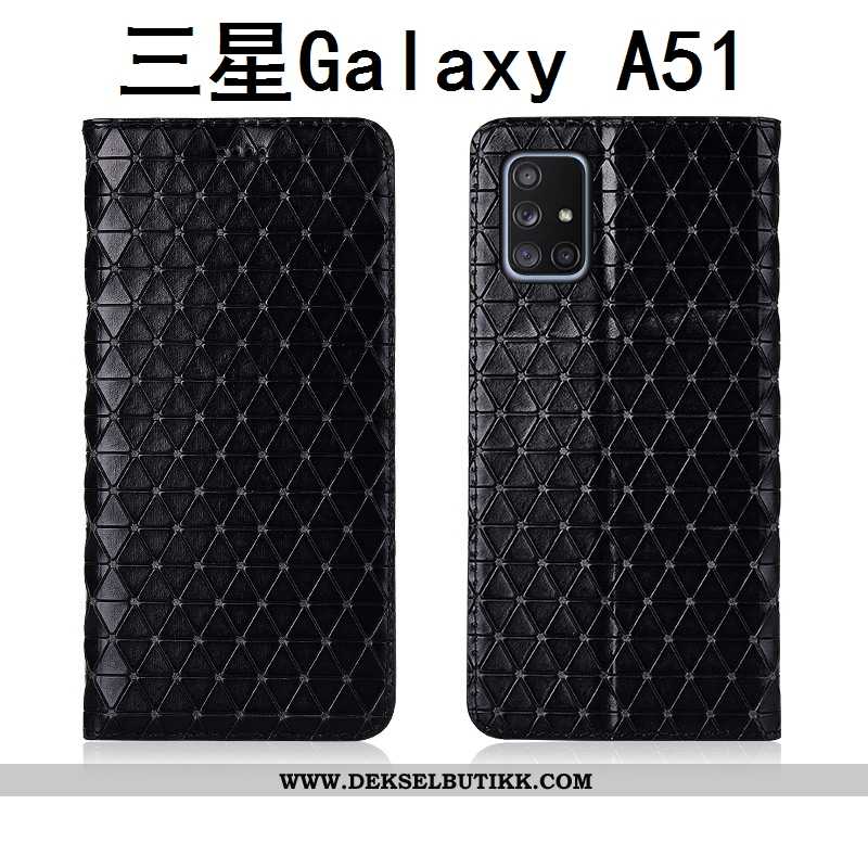 Etui Samsung Galaxy A51 Beskyttelse Deksel Silikon Rutete Svart, Samsung Galaxy A51 Skinndeksel Tilb