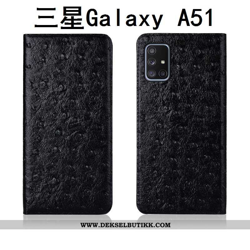 Etui Samsung Galaxy A51 Nubuck Nye Beskyttelsedeksel Deksel Svart, Samsung Galaxy A51 Skinn Salg