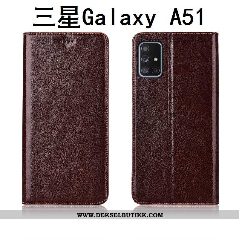 Etui Samsung Galaxy A51 Nubuck Stjernene Brun Silikon, Deksel Samsung Galaxy A51 Skinn Salg