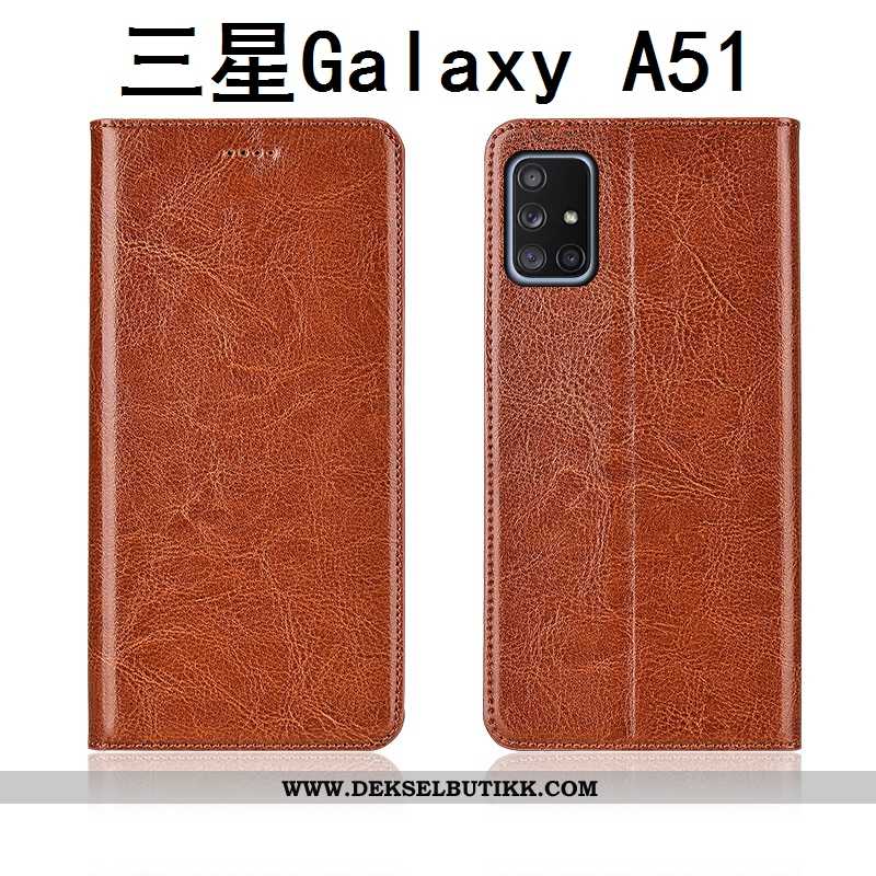 Etui Samsung Galaxy A51 Nubuck Stjernene Brun Silikon, Deksel Samsung Galaxy A51 Skinn Salg