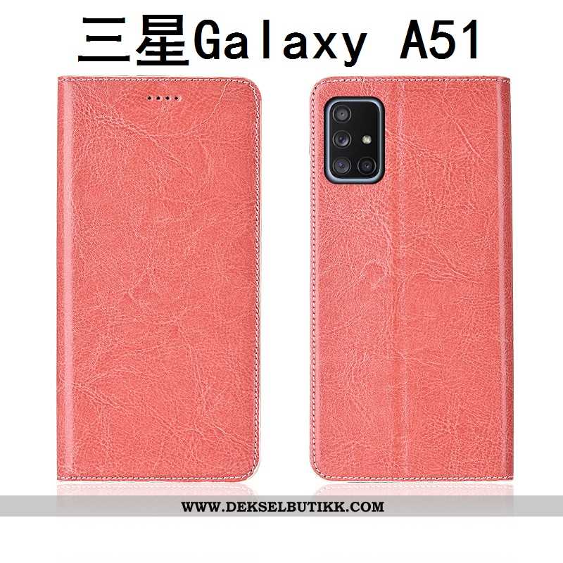 Etui Samsung Galaxy A51 Nubuck Stjernene Brun Silikon, Deksel Samsung Galaxy A51 Skinn Salg