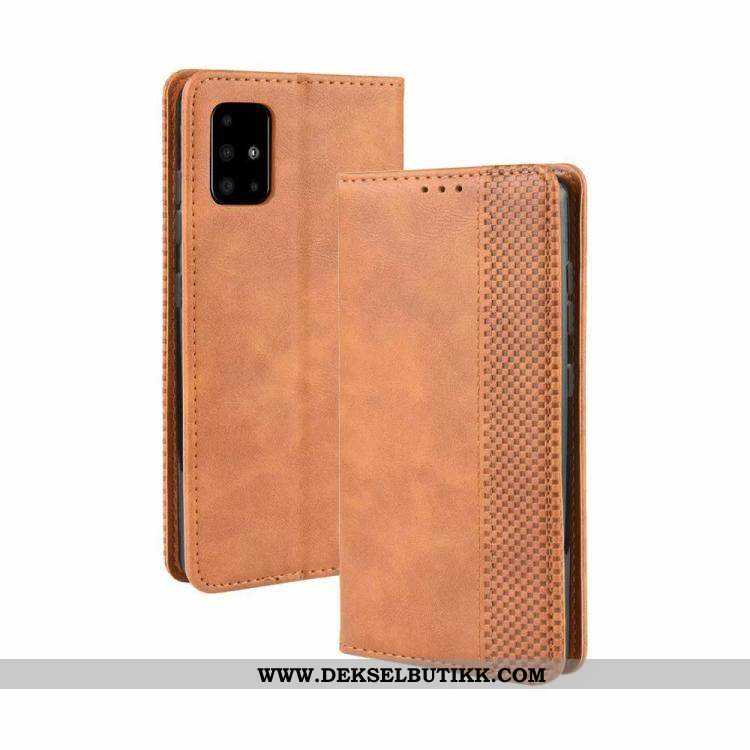 Etui Samsung Galaxy A51 Skinndeksel Mobiltelefon Beskyttelse Folio Khaki, Deksel Samsung Galaxy A51 