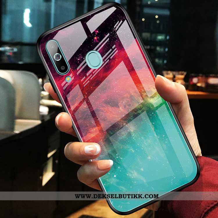 Etui Samsung Galaxy A60 Glass Stjernene Støtte Rød, Deksel Samsung Galaxy A60 Hengende Ornamenter Ti