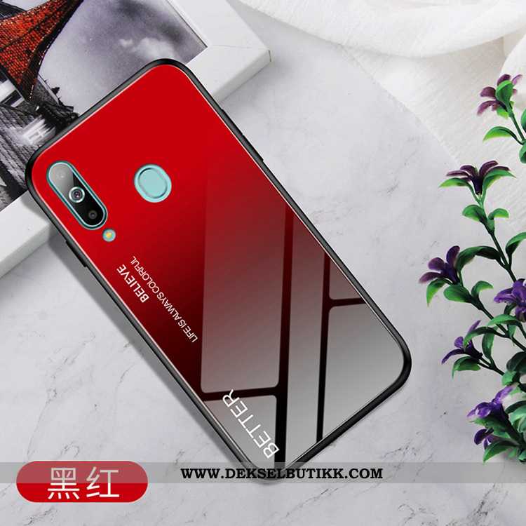 Etui Samsung Galaxy A60 Glass Stjernene Støtte Rød, Deksel Samsung Galaxy A60 Hengende Ornamenter Ti