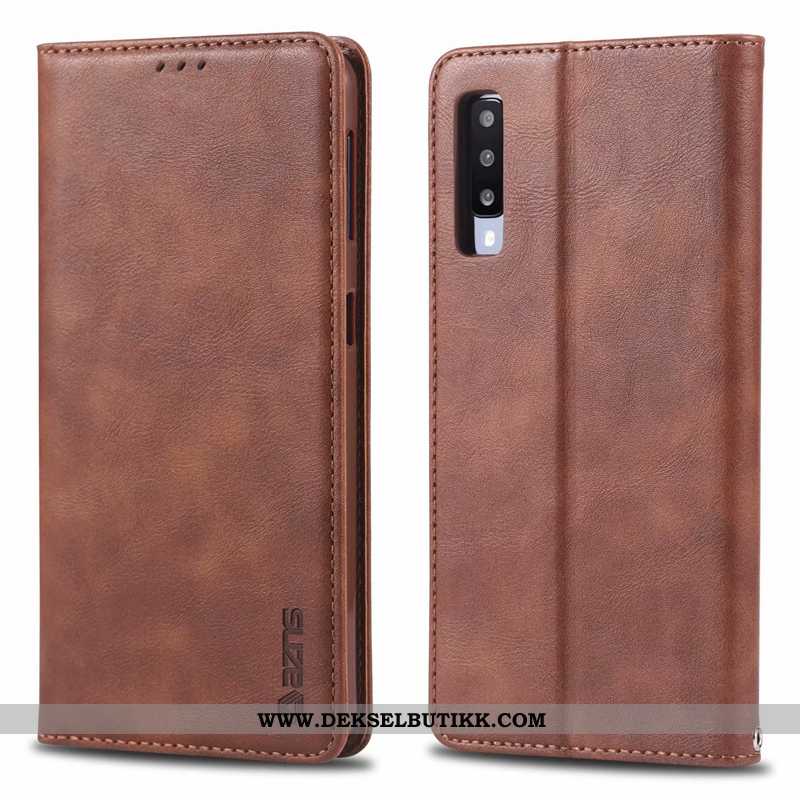 Etui Samsung Galaxy A70s Beskyttelse Deksel Kort High End Brun, Samsung Galaxy A70s Skinndeksel Tilb