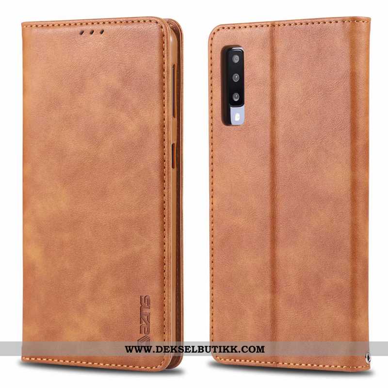 Etui Samsung Galaxy A70s Beskyttelse Deksel Kort High End Brun, Samsung Galaxy A70s Skinndeksel Tilb