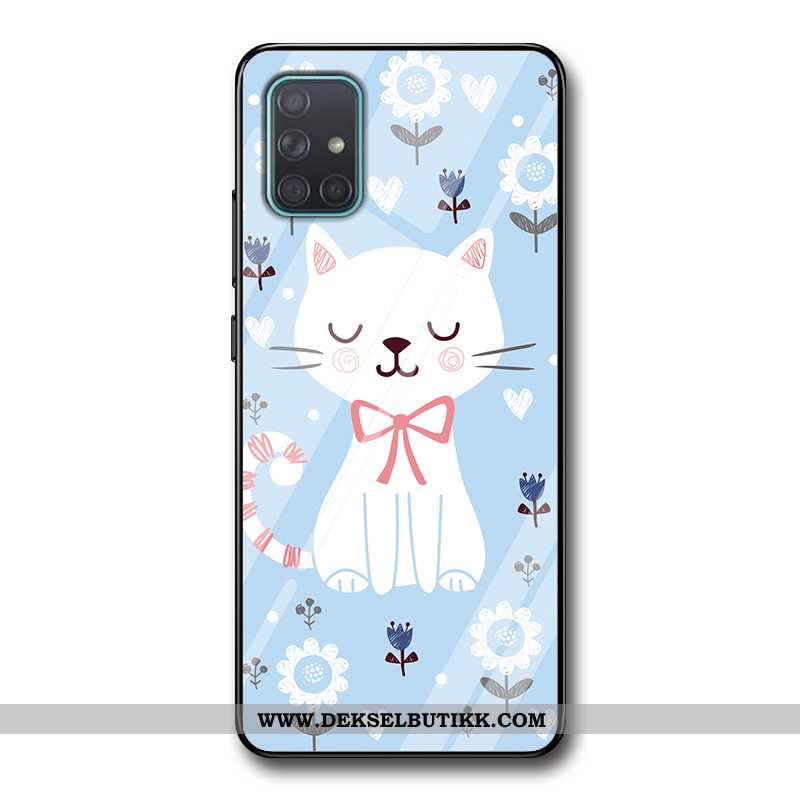 Etui Samsung Galaxy A71 Av Personlighet Silikon Glass Enkel Blå, Deksel Samsung Galaxy A71 Cartoon T