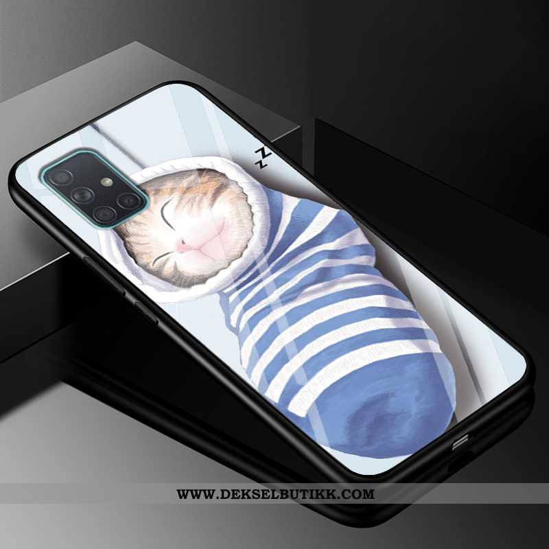 Etui Samsung Galaxy A71 Av Personlighet Silikon Glass Enkel Blå, Deksel Samsung Galaxy A71 Cartoon T