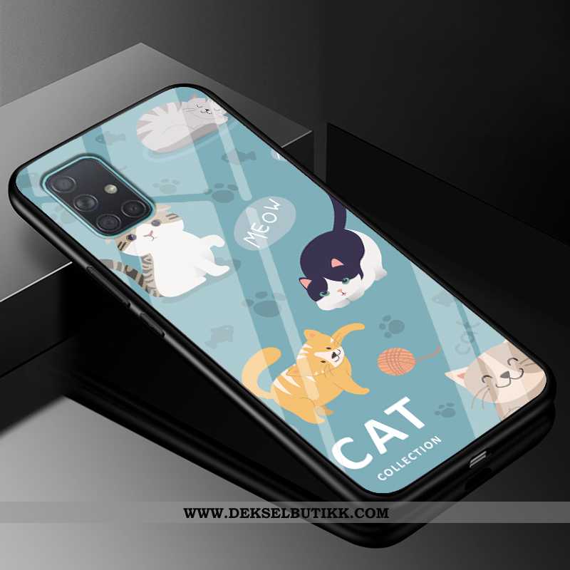 Etui Samsung Galaxy A71 Av Personlighet Silikon Glass Enkel Blå, Deksel Samsung Galaxy A71 Cartoon T