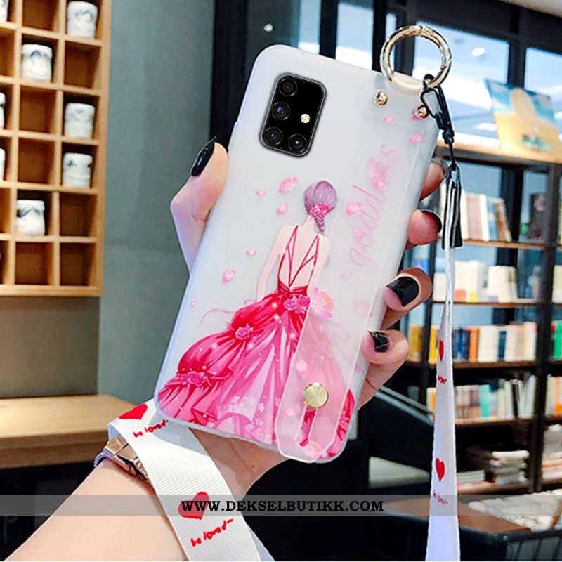 Etui Samsung Galaxy A71 Myke Nubuck Stjernene Hengende Nakke Hvitt, Deksel Samsung Galaxy A71 Siliko