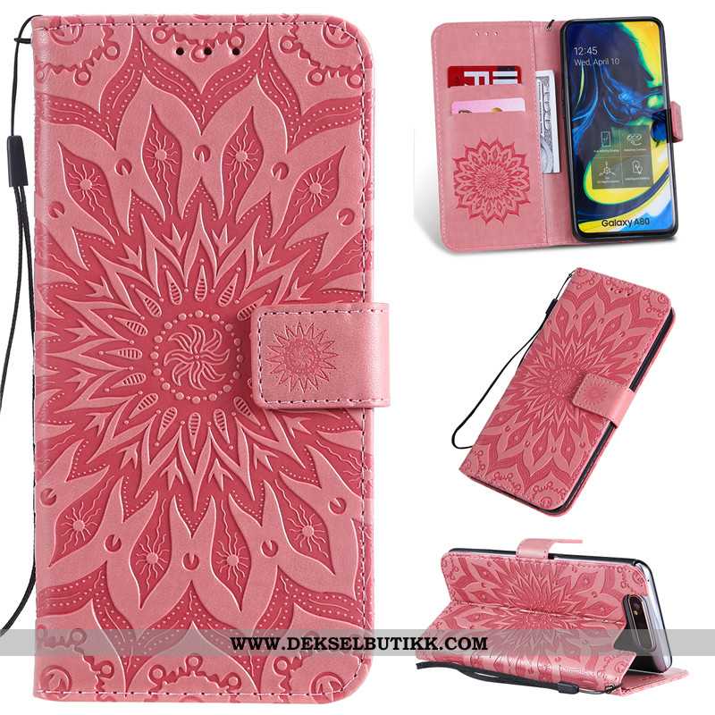 Etui Samsung Galaxy A80 Beskyttelse Deksel Clamshell Stjernene Rosa, Samsung Galaxy A80 Skinndeksel 